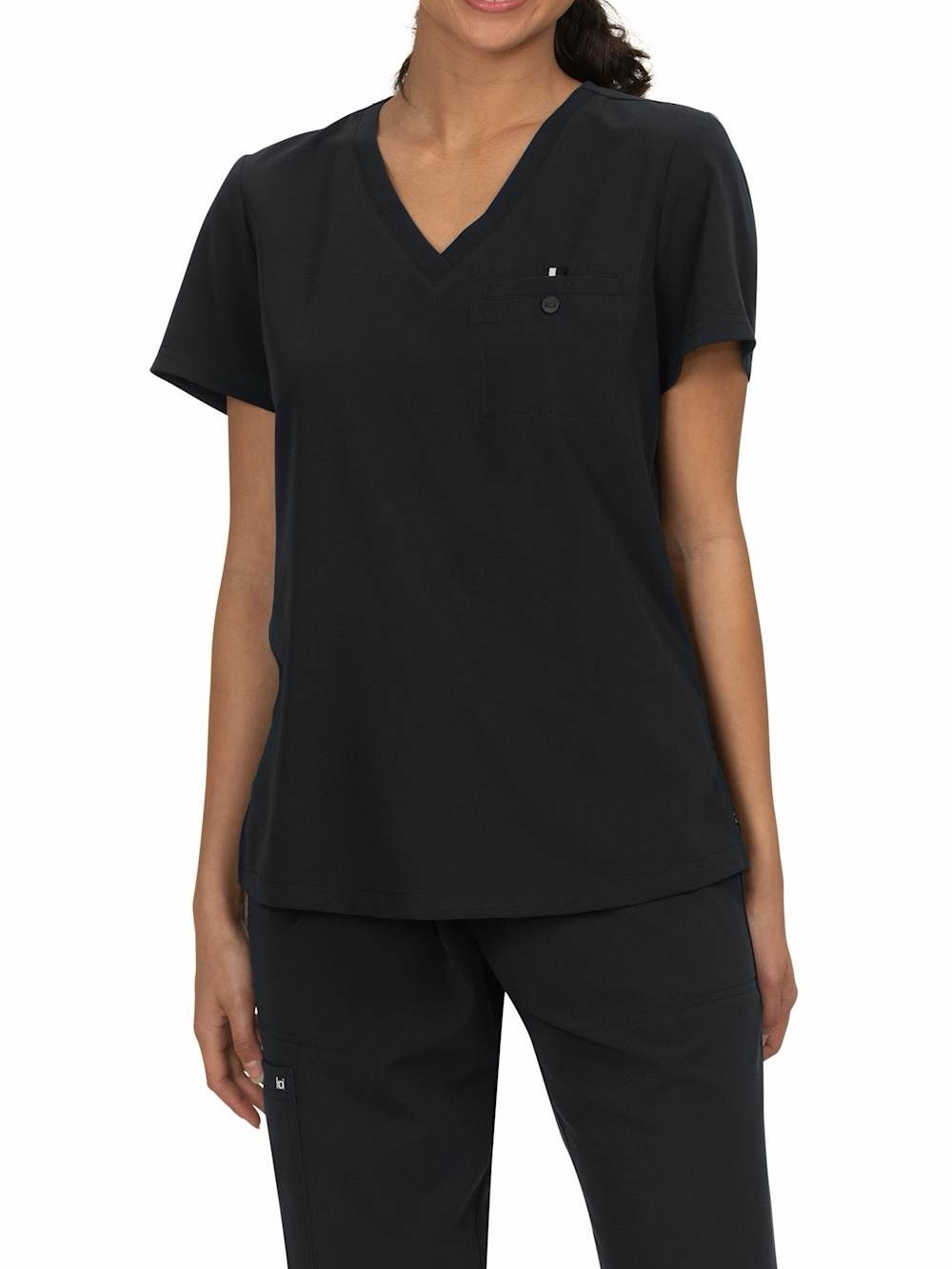 Koi Next Gen Ready To Work Black Scrub Top Womens XL Stretch V Neck Medical